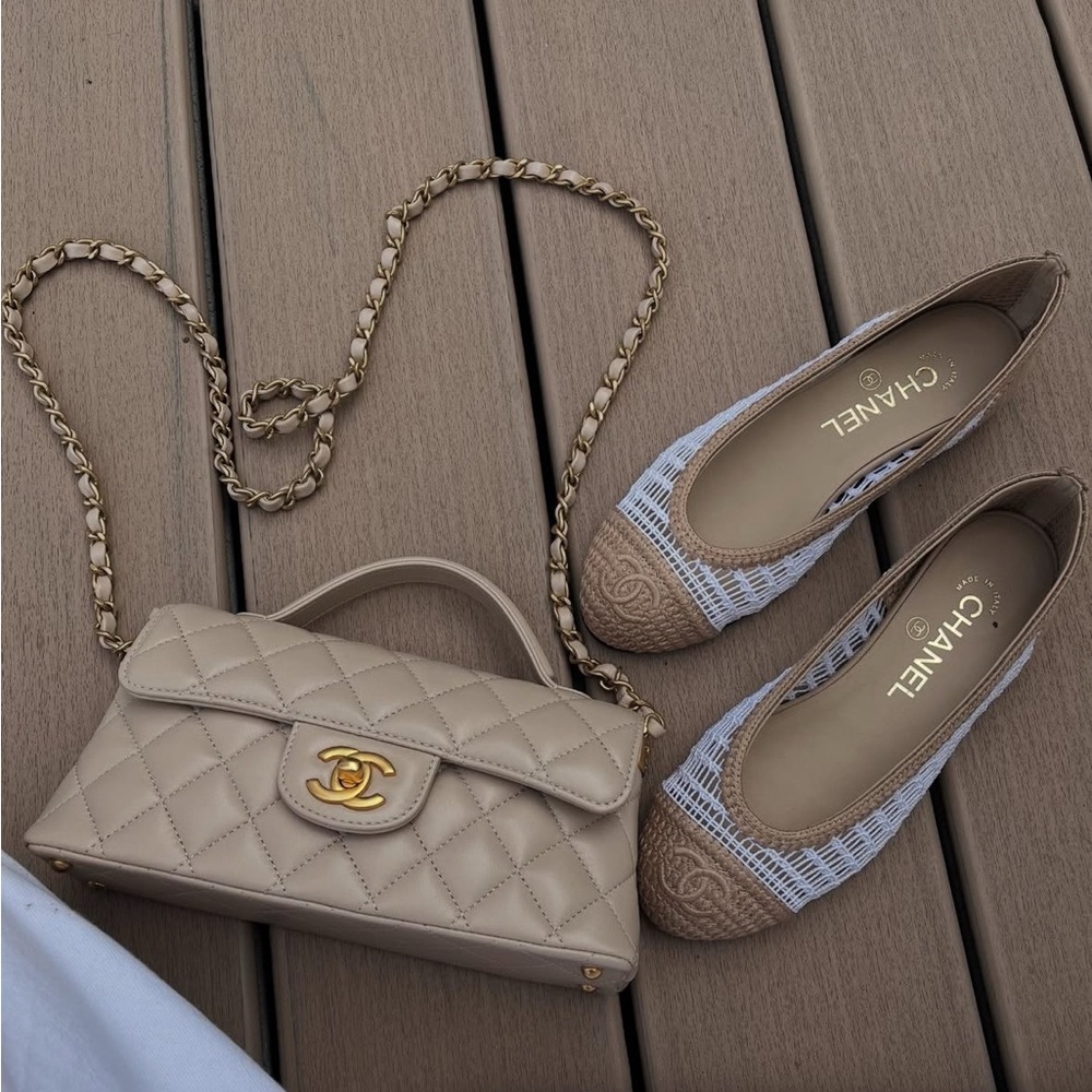 Chanel 25P Raffia White & Beige Flats | BNIB | Size 36, 36.5, 37.5 - Picture 4 of 13